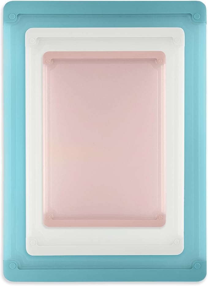 COOK WITH COLOR Extra Large Cutting Board Set, Jumbo-Sized Boards with Rubber Border for Enhanced Cooking Experience, 3-Piece, Teal