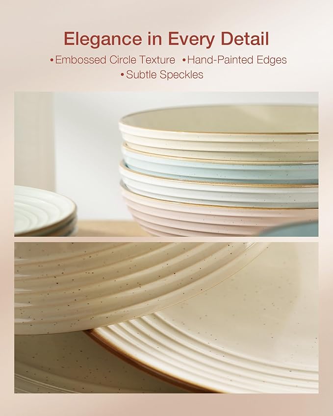 Famiware Jupiter Dinnerware Set, Plates and Bowls Dish Sets for 4 (12 Pieces), Microwave and Dishwasher Safe Stoneware Speckled Tableware, Chip and Scratch Resistant, Multi-color