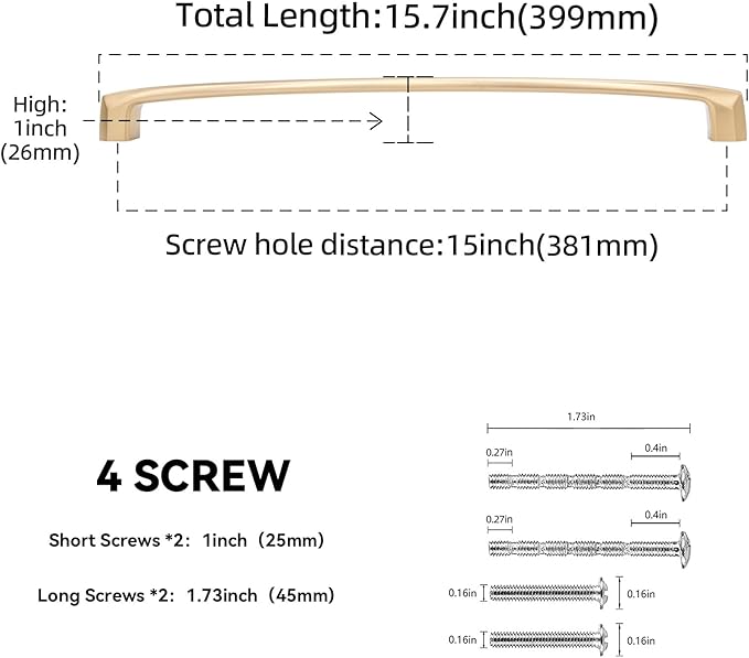 10 Pack 15 Inch(381mm) Kitchen Cabinet Handles Champagne Bronze Cabinet Pulls Zinc Alloy Drawer Pulls Kitchen Hardware