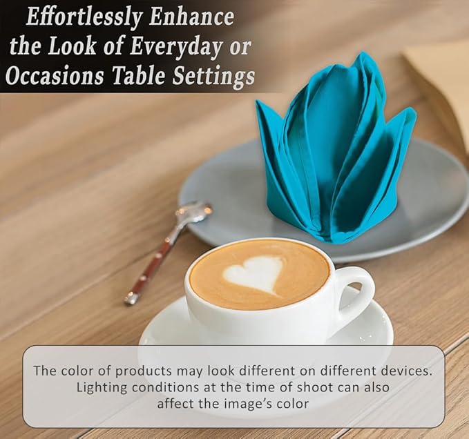 Ruvanti Cloth Napkins set of 12, 18x18 Inches Napkins Cloth Washable, Soft, Durable, Absorbent, Cotton Blend. Table Dinner Napkins Cloth for Hotel, Lunch, Restaurant, Wedding Event, Parties - Sky Blue