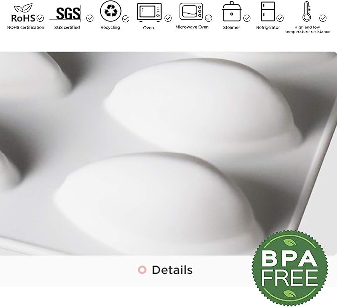 OCPO KITCHEN Quenelle Silicone Mold for Baking Mousse Cake, Fruit French Dessert, Pastry, Chocolate, Pudding, Jelly, Ice Cream, Quenelle Mold (12-Cavity)