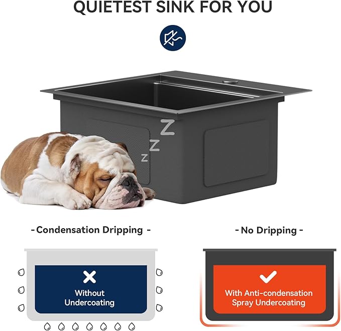 Lordear Black Bar Sink 18 Inch Drop In Kitchen Sinks Topmount Pre Bar Sink 16 Gauge Stainless Steel Single Bowl 18x18x9 Inch RV Small Kitchen Sinks