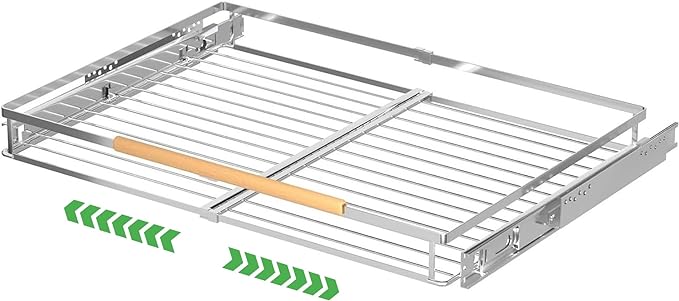 Expandable Pull Out Drawer Cabinet Organizers, Heavy Duty Slide Out Storage Shelf for Home Kitchen Pantry Cupboard Pots Pans, Adjustable Width from 23.2"~39.9", Stainless Steel 1 Pack