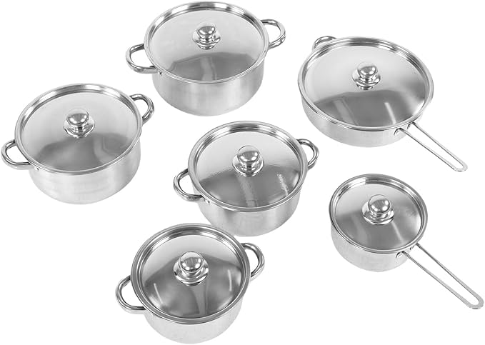 JTLB Stainless Steel Cookware Set Induction Kitchen Cooking Skillet Set with Frying Pan Soup Pot Milk Pot