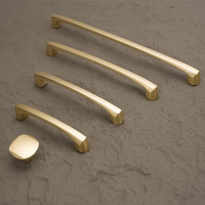 10 Pack 3-3/4 Inch Kitchen Cabinet Handles Brushed Brass Cabinet Pulls Zinc Alloy Drawer Pulls Solid Kitchen Hardware