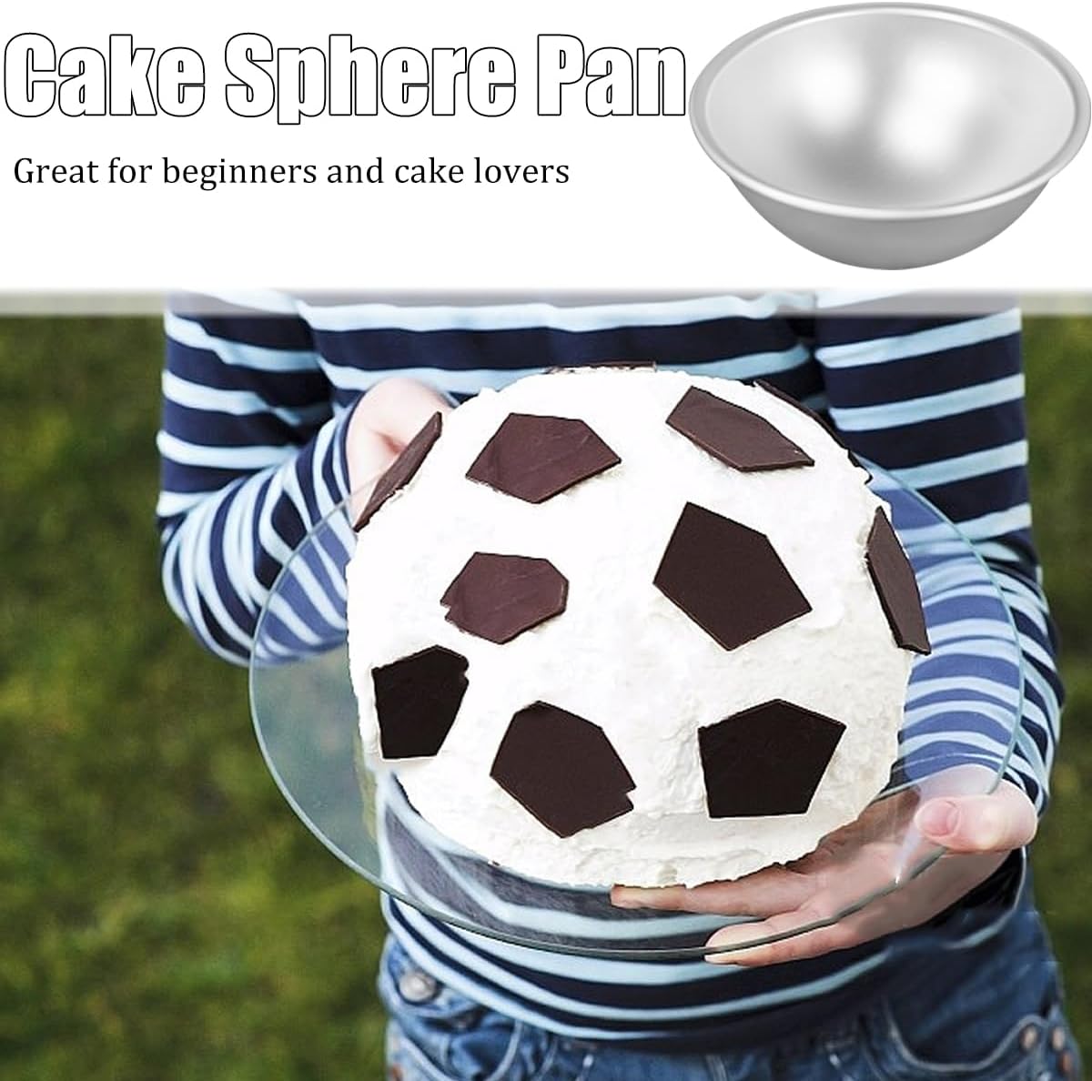 2 PCS Dome Cake Pan 8 Inch Cake Sphere Pan 3D Football Shaped Anodized Aluminum Hemisphere Pan for Birthday Wedding Anniversary DIY Bakeware Tools