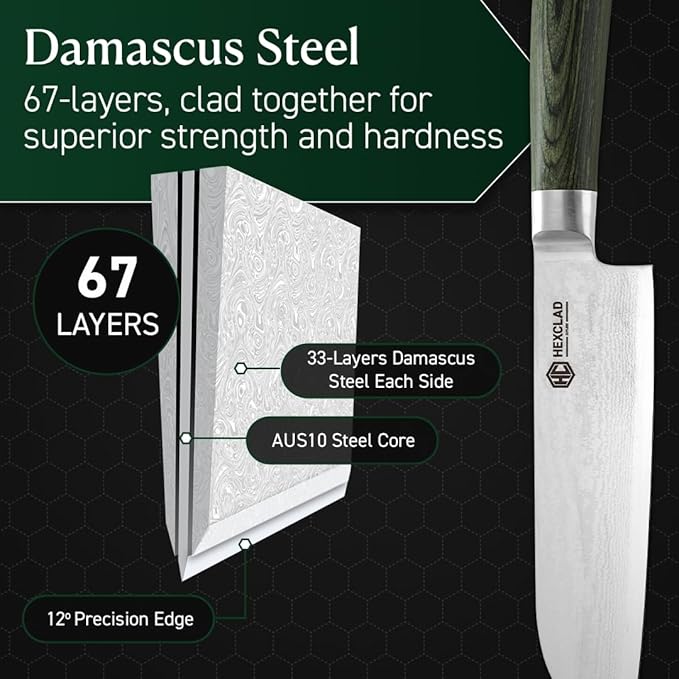 HexClad Hybrid Nonstick 5-Piece Cookware Set, 14" Pan with Lid, 14" Wok with Lid, and 7" Santoku Knife, Stay-Cool Handles, Dishwasher and Oven-Safe, Induction Ready, Compatible with All Cooktops
