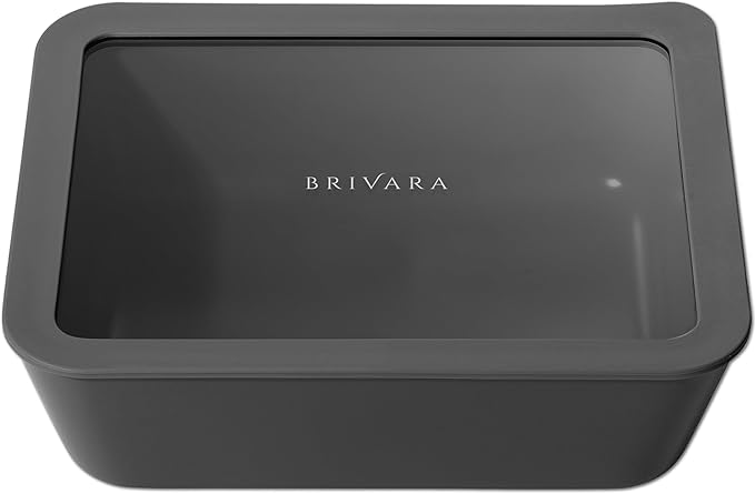 Ceramic Coated Glass Food Storage Container | No PTFE, PFOA, PFAS, and BPA | Reusable Non Toxic Meal Prep Container with Glass Lid | Easy To Store | 11 Cup Rectangle [Onyx]