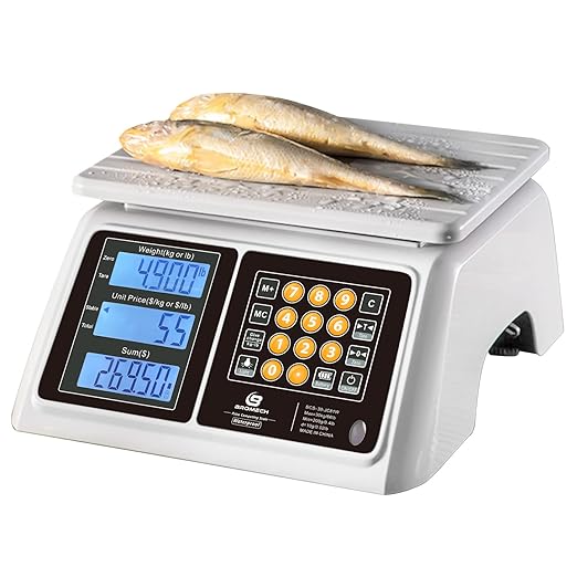 Price Computing Scale 66lb Digital Rechargeable Commercial Weight for Produce Food Meat Fruit Vegetable with Dual Large Display, Give Change Function and 5 Direct Plus Included, Not for Trade
