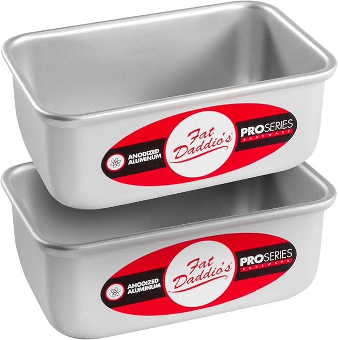 Fat Daddio's BP-5639-2PK Anodized Aluminum Bread Loaf Pan, 4.875 x 2.75 x 2 inch, Set of 2