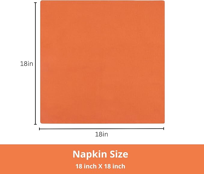 PurpleEssences Set of 6 Cloth Dinner Napkins 100% Cotton 18x18 Inch - Soft Durable Washable - Ideal for Farmhouse Party Christmas Holiday Winter - Perfect Everyday Use Table Linen - Orange