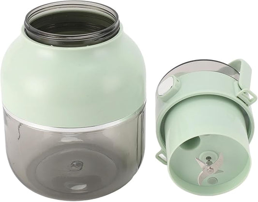 Portable Blender Cup Electric Juicer Cordless 500ML USB Rechargeable Mini Blender Cup with Straw (Green)
