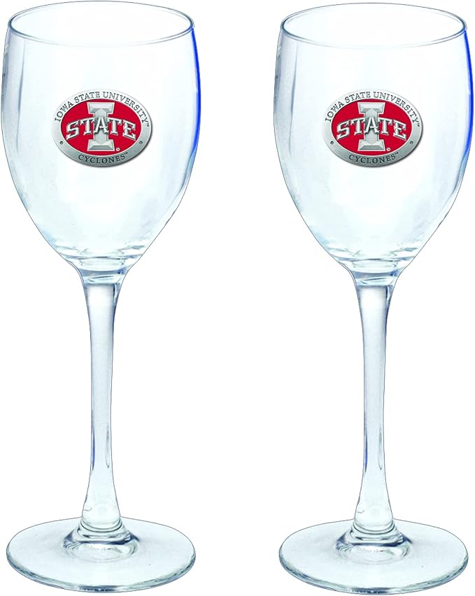 Heritage Pewter Iowa State Glass Goblets – Set of 2 | 12 OZ Goblet Wine Glasses | Expertly Crafted Pewter Glass