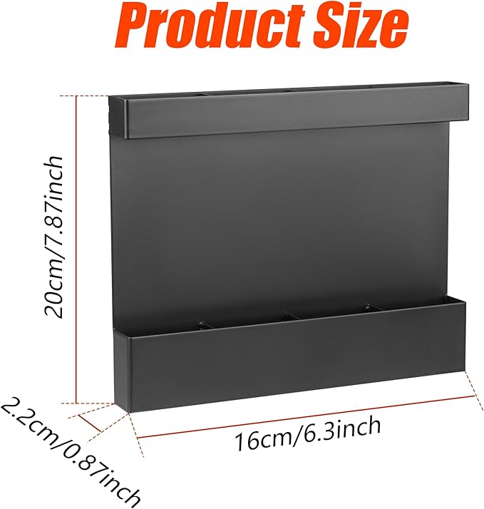 Magnetic Straw Organizer for Cabinet Door – Carbon Steel Straw Holder with Drain Holes, 4-Compartment Utensil Storage Rack for Reusable Straws, Spoons, and Coffee Bar Accessories