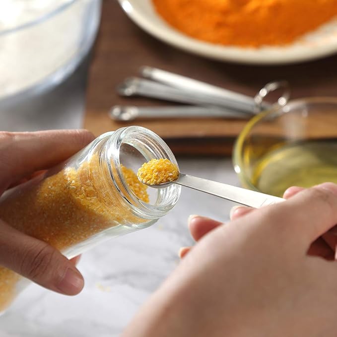 18/8 Stainless Steel Measuring Spoons Set of 16 Pieces, Includes 10 Narrow, 1 Leveler and 5 Mini Spoons