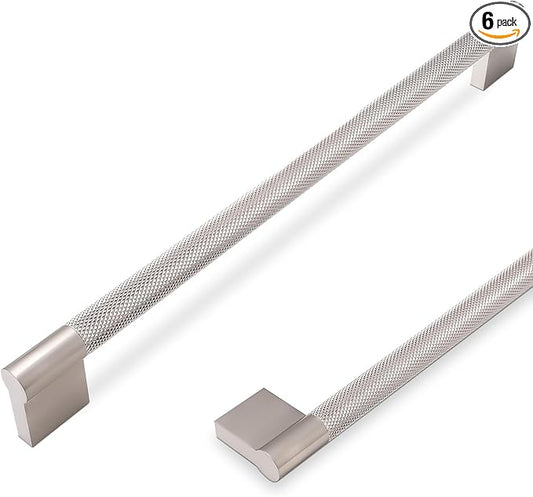 6 Pack 12-5/8 inch(320mm) Brushed Satin Nickel Kitchen Cabinet Handles Knurled Cabinet Pulls Drawer Pulls Kitchen Hardware