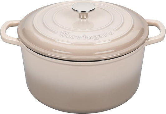 Enameled Cast Iron Dutch Oven Pot with Lid, for Sourdough Bread Baking, Round Dutch Ovens, 6 Quart, Latte