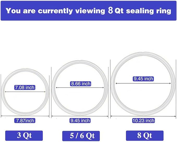 2 Pack Sealing Ring 8 Qt for Instant Pot Sealing Rings for 8Qt Insta Pot, Food-grade Silicone Instantpot 8Qt Sealing Ring, With 2 Float Valve Caps, for Instant Pot 8 Quart, Clear and Green