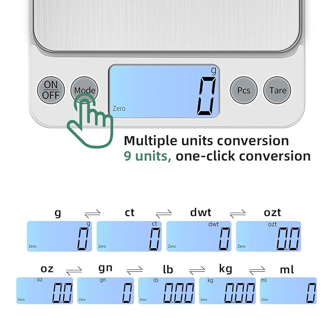 Upgraded Larger Size Digital Food Scale Weight Grams and OZ, 10kg/1g Kitchen Scale for Cooking Baking, High Precision Electronic Scale with LCD Display