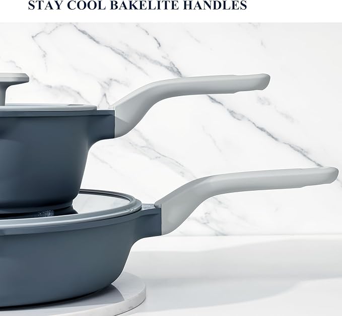 PRICUSIS Nonstick Saucepan Set with Lids, 2QT and 2.7QT Ceramic Sauce Pan Set, Non Toxic Sauce Pots with Pour Spouts for Multipurpose Use, PTFE, PFOA & PFAS Free, Induction Compatible