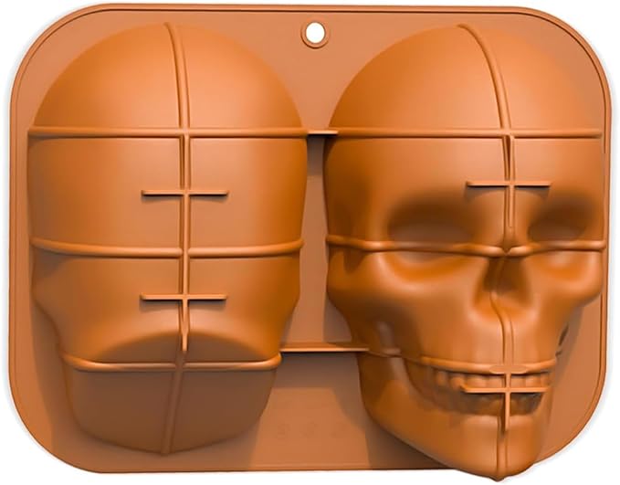 Extra Large Skull Cake Molds for Baking Silicone Cake Pan Tools，DIY Large Skull Cake Pan，Non-stick Durable Pastry Mould for Birthday Halloween Party（8.5in）