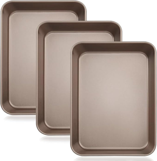 Baking Sheet Pans Brownie Pans,3 Pack Baking Pan Nonstick Cookie Sheet Brownie Cake Pan, Deep Dish, Easy Clean, Rust-Resistant, Multi-Purpose Cookie & Brownie Pan Set (11 x 9 x 2")