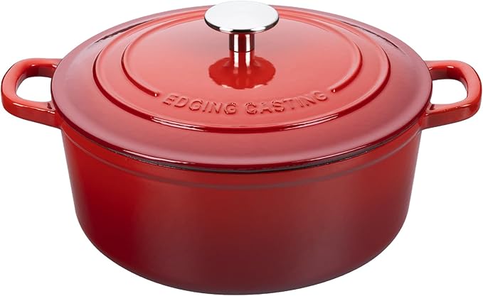Enameled Cast Iron Dutch Oven Pot with Lid, 7 Quart, Round Dutch Ovens, Bread Oven Dual Handles, for Bread Baking, Oven Safe up to 500°F, Red