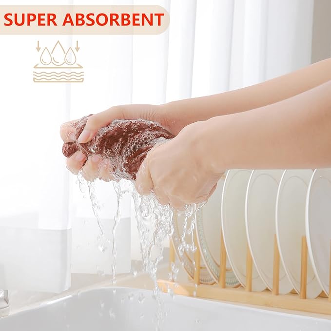 Homaxy 100% Cotton Waffle Weave Kitchen Dish Towels, Ultra Soft Absorbent Quick Drying Cleaning Towel, 13 x 28 Inches, 6-Pack, Rust