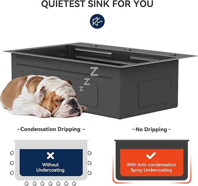 Lordear 33 Waterfall Kitchen Sink Black 33"x22" Drop In Kitchen Sinks Workstation Gunmetal Black 16 Gauge Single Bowl Topmount Handmade Sinks with Pull Out Faucet,Split Faucet Style