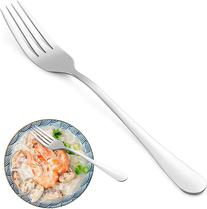 8 Piece Dinner Forks Set, Food-Grade Stainless Steel Forks Silverware, Cutlery Forks, Dessert Forks, Metal Forks for Home, Kitchen or Restaurant, Mirror Polished, Dishwasher Safe - 8 Inch