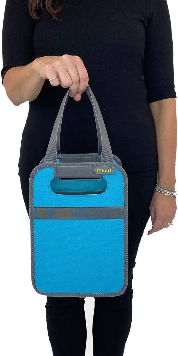 meori Foldable 4 Bottle Wine Tote Azure Blue Organize Crate Glass Dividers Stylish Travel Storage Box Liquor Spirits Tastings Grocery Shopping Hostess Gift, A100815