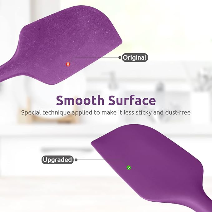 14in Extra Large Silicone Spatula: U-Taste 600ºF Heat Resistant Flexible Silicon Mixing Stirring Cooking Scraping Baking Bowl Scraper Seamless Spreader for Kitchen Nonstick Cookware (Purple)