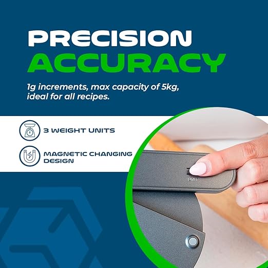 Battery-Free Digital Kitchen Food Scale – Dynamo Powered, High Precision, 11lb Capacity, Grams & Ounces, Tare Function – Portable Cooking & Baking Scale