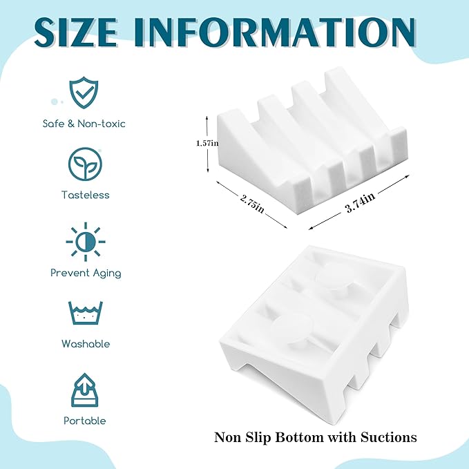 Self Draining Soap Dish,Silicone Suction Cup Soap Holder, Bathroom Soap Dish for Bar Soap,Can Extend Soap Life,Bathroom, Bath Tub, Kitchen Sink (4, White)