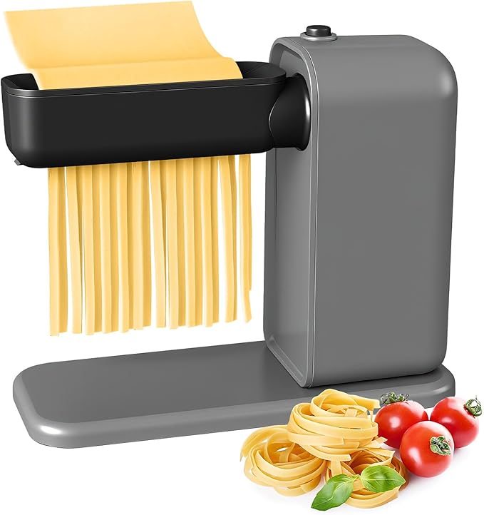 Electric Pasta Maker, 3-in-1 Pasta Maker Machine Includes Pasta Roller Spaghetti Cutter & Fettuccine Cutter with Cleaning Brush, Noodle Maker for Home Use, Gray