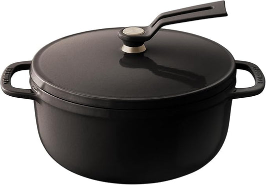 Vermicular Oven Pot 2.0 | Lightweight Enameled Cast Iron Pot | 18cm (2 Qt) | Non-Toxic | Induction-compatible | Dutch Oven | Made in Japan | Hazelnut Brown