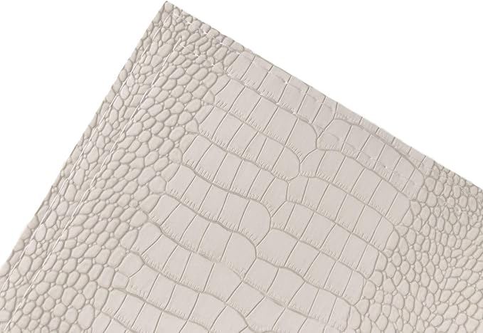 Waterproof PU Placemats, Faux Leather Hardboard Place Mats, Set of 8 Table Mats, Easy to Clean, Heat & Stain Resistant for Office Conference Table, Dining Home Decor, White