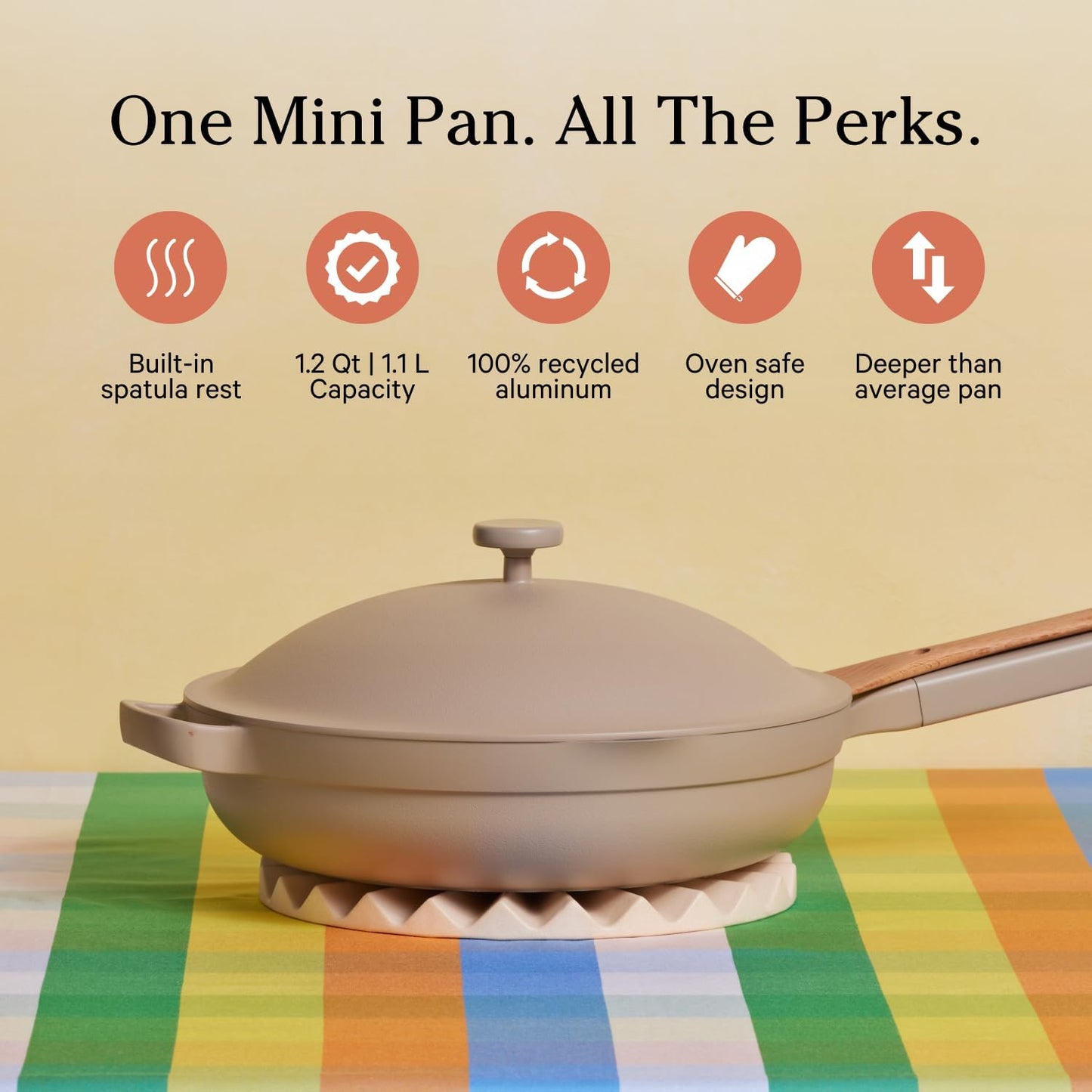 Our Place Mini Always Pan 2.0-8.5” (1.2 Qt) Nonstick, Toxin-Free Ceramic Cookware | Patented 10-in-1 Aluminum Frying & Sauté Pan | Safe for Oven, Induction & All Cooktops up to 450°F | Steam