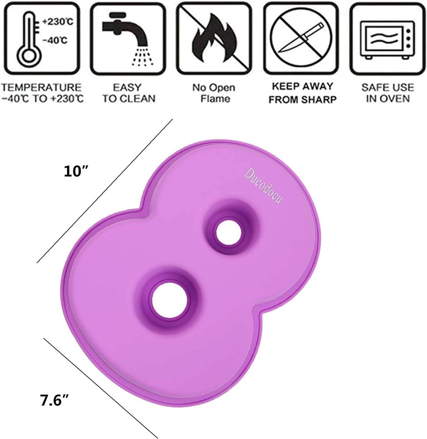 Ducodocu Large Silicone Cake Pans Number Cake Mould 3D Novelty Cake Tins DIY Baking Mold for Birthday Wedding Anniversary 10 inch Number of 8 Purple, 1 Pack