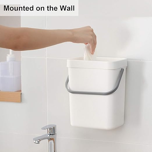 LALASTAR Mini Desktop Trash Can with Lid, Small Countertop Garbage Can, Plastic Tiny Tabletop Wastebasket for Office/Kitchen/Coffee Table, 3L/0.8 Gal, White