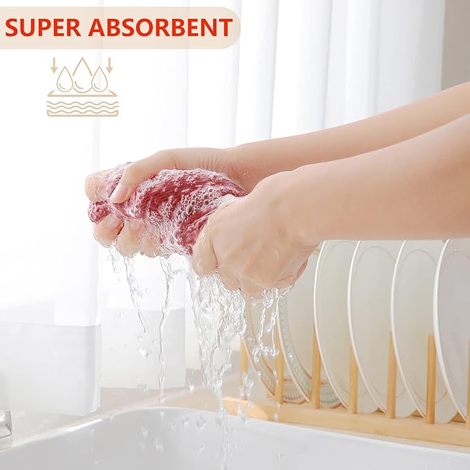 Homaxy 100% Cotton Waffle Weave Kitchen Dish Cloths, Ultra Soft Absorbent Quick Drying Dish Towels, 12 x 12 Inches, 6-Pack, Brick Red