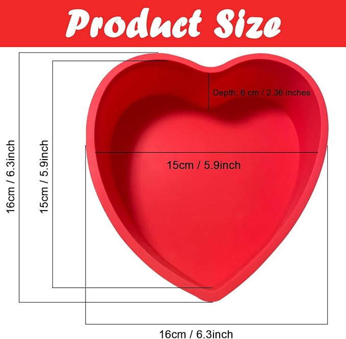 Heart Shaped Cake Pans, 3pcs 6 Inch Silicone Cake Pan for Baking, Heart Molds Silicone Non-Stick Quick Release Suitable, Easy Clean