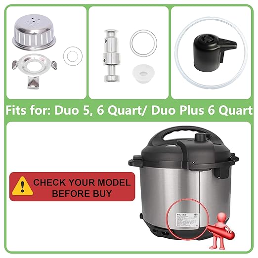 11 PCS Instant Pot Accessories for Duo 5, 6 Quart Qt IP-DUO50 IP-DUO60, InstantPot Replacement Parts Include 2 Sealing Ring, Steam Release Valve, Anti-Block Shield, Float Valve and Gasket