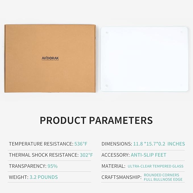 Tempered Glass cutting Board 12x16- Durable Shatterproof, Heat-resistant, Scratch-proof - Dishwasher Safe (16x12 inches)