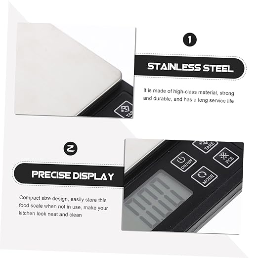 Uonlytech Multi-Function Digital Kitchen Scale Precision Rechargeable Baking Food Gram Scale with LCD Display for Cooking Food Jewelry Weighing