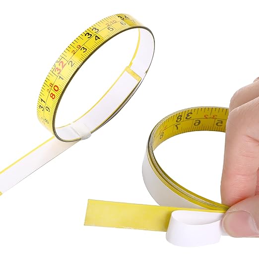 39 Inch Measure Tape with Adhesive Backing, 2 Pack Left to Right Metal Measuring Tape Sticky Measure Tape Double Scale Sticky Tape Measure Workbench Ruler for Woodworking,Saw,Drafting Table (Yellow)
