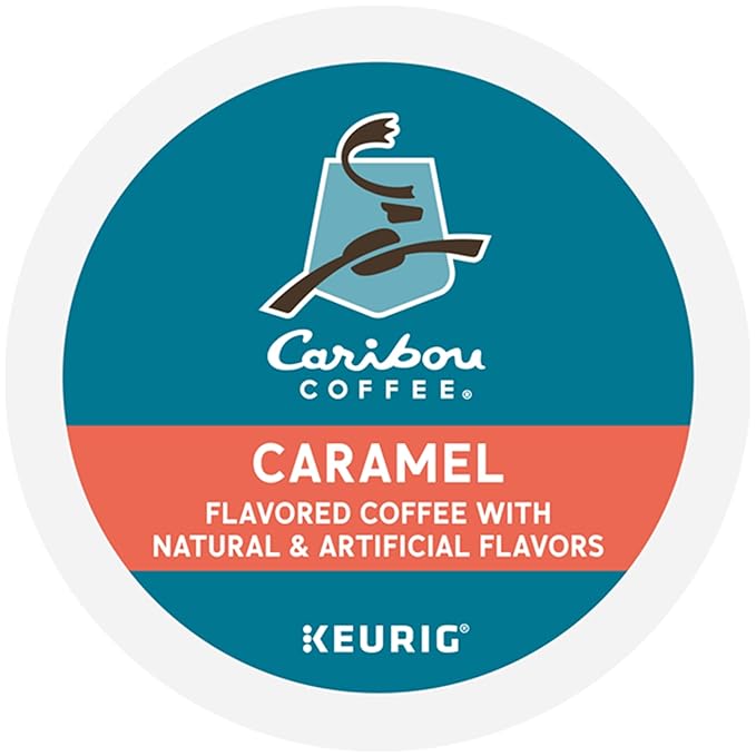 Caribou Coffee Caramel Flavored Coffee, Single Serve Keurig K-Cup Pods, Medium Roast Coffee, 96-Count Box (Pack of 4)