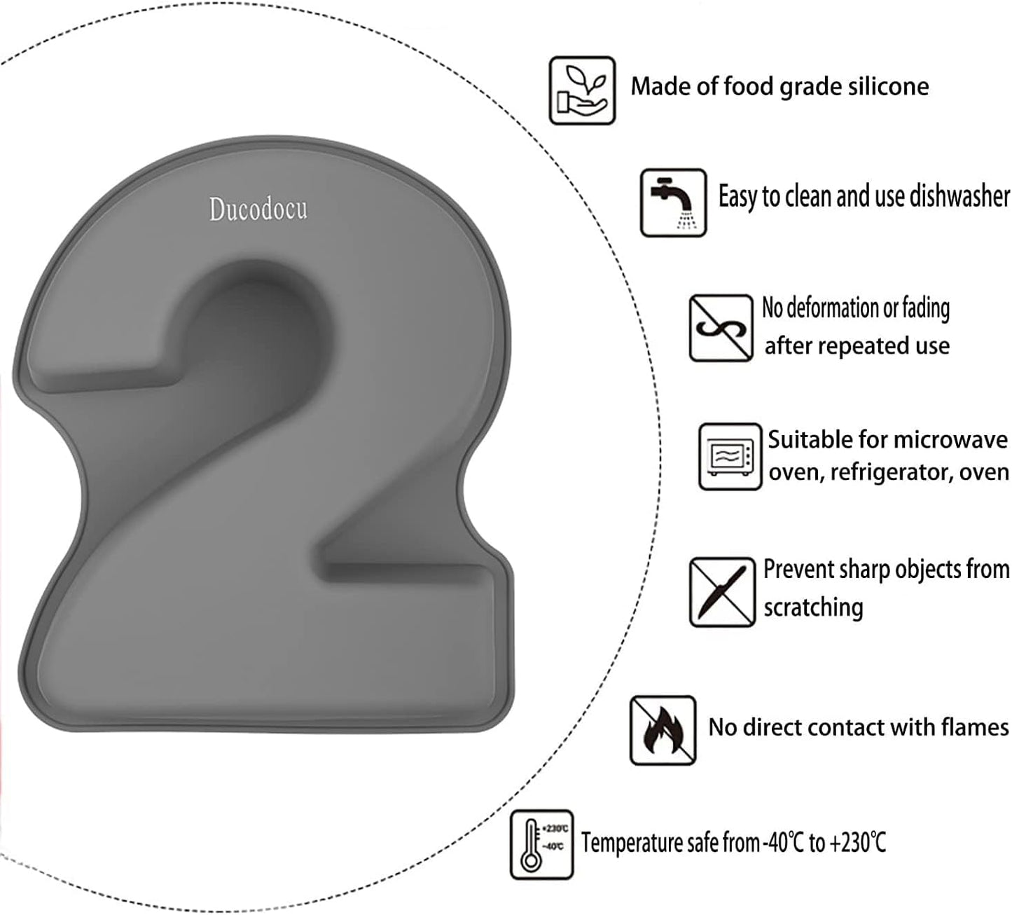 Ducodocu Silicone Cake Pans 3D Large Number Cake Mould Novelty Cake Tins DIY Baking Mold for Birthday Wedding Anniversary 10 inch Number of 2