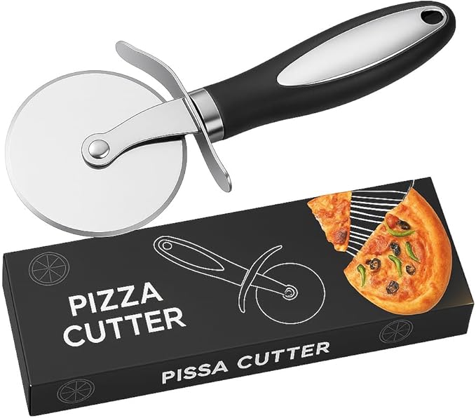 Premium Stainless Steel Pizza Cutter Wheel with Ergonomic Handle – Sharp Blade for Effortless Slicing of Pizza, Dough, Pie, and More – Dishwasher Safe