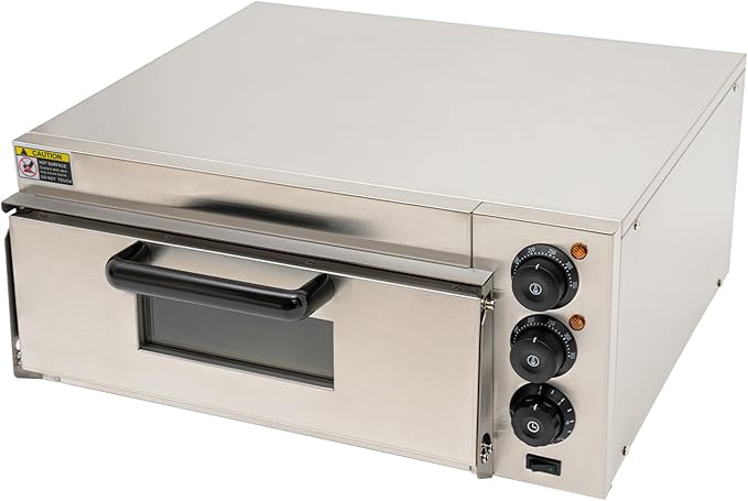 Commercial Electric Pizza Oven 16 Inch Countertop Pizza Oven Commercial Pizza Maker Machine, 1800W Indoor Stainless Steel Pizza Cooker w/Removable Pizza Stone, 122-662°F & 30Min Timer